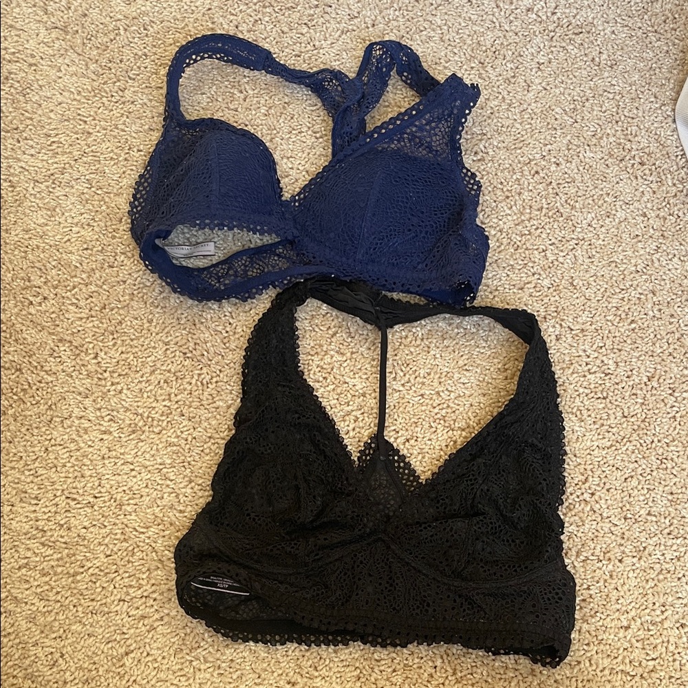 Victoria's Secret Lace Bralette Duo - Black and Blue